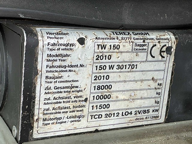 2010 atlas 150w banden graafmachine - afbeelding 8 van  10