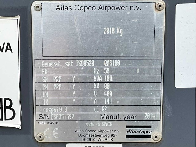 2010 atlas copco qas 100 stroom aggregaat aanhangwagen - afbeelding 18 van  24