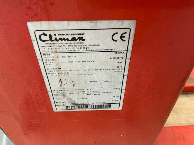 2010 climax pe 14 elektrische palletwagen - afbeelding 7 van  7