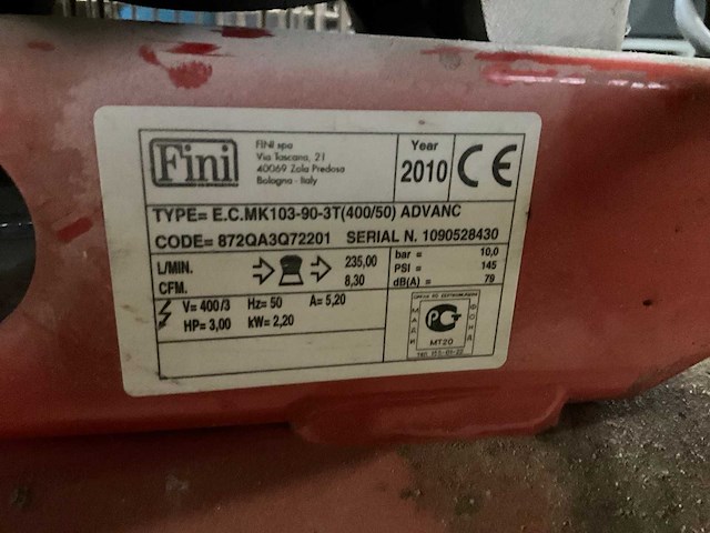 2010 fini e.c. mk103-90-3t advanc zuigercompressor - afbeelding 6 van  6