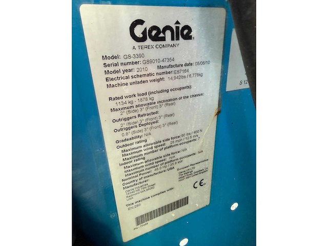 2010 genie gs 3390 rt schaarhoogwerker - afbeelding 8 van  29
