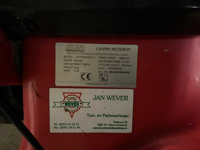 2010 gtm gtm460sp1 grasmaaier - afbeelding 5 van  7