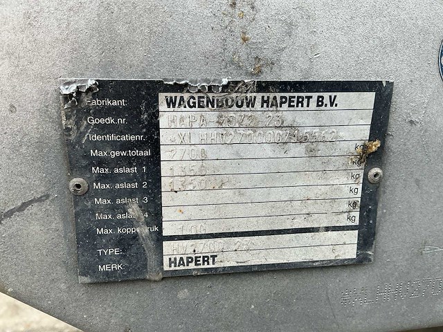 2010 hapert hv aanhangwagen 2700kg - afbeelding 10 van  17