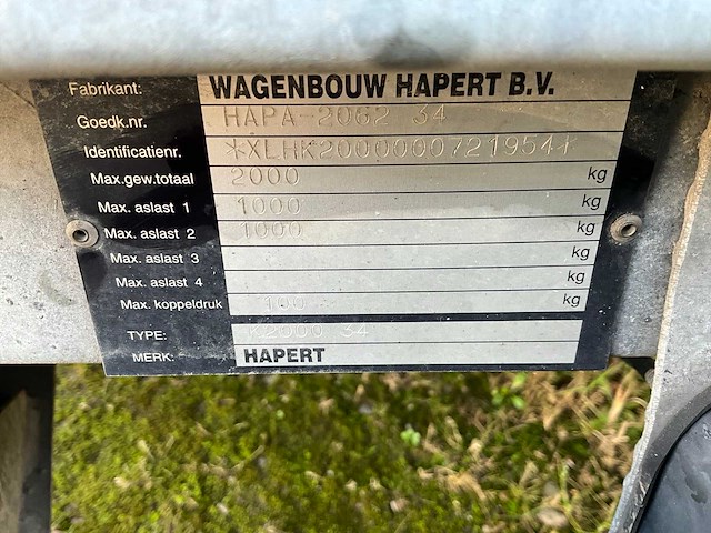 2010 hapert k2000 34 aanhangwagen - afbeelding 2 van  7