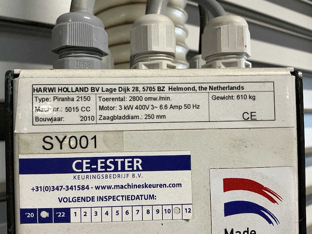 2010 harwi piranha 2150 special edition sandwichpanelen zaag - afbeelding 16 van  16
