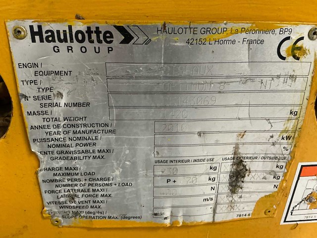 2010 haulotte optimum 8 hoogwerker - afbeelding 13 van  20