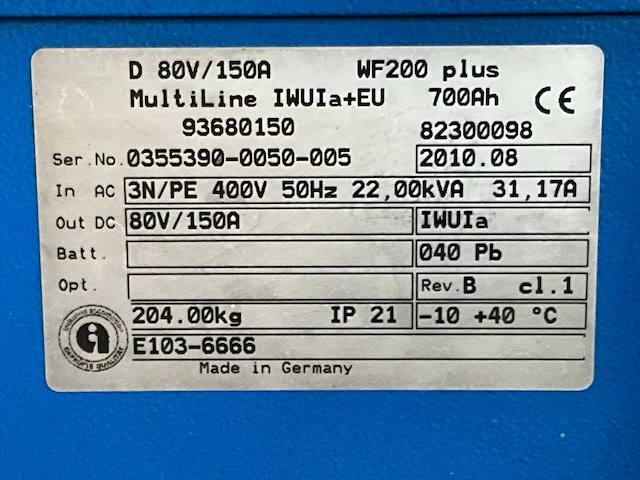 2010 hawker wf200 plus heftruck acculader - afbeelding 2 van  10