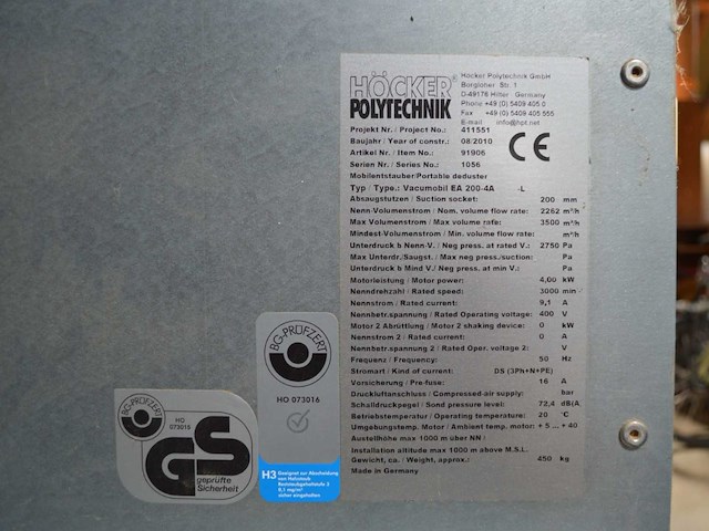 2010 höcker polytechnik e.a. 200 afzuiginstallatie inclusief buizen - afbeelding 6 van  6