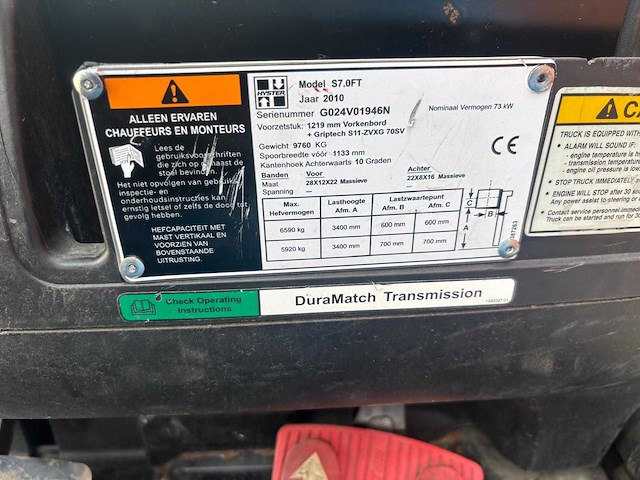2010 hyster s7.0ft space saver dieselheftruck - afbeelding 5 van  12