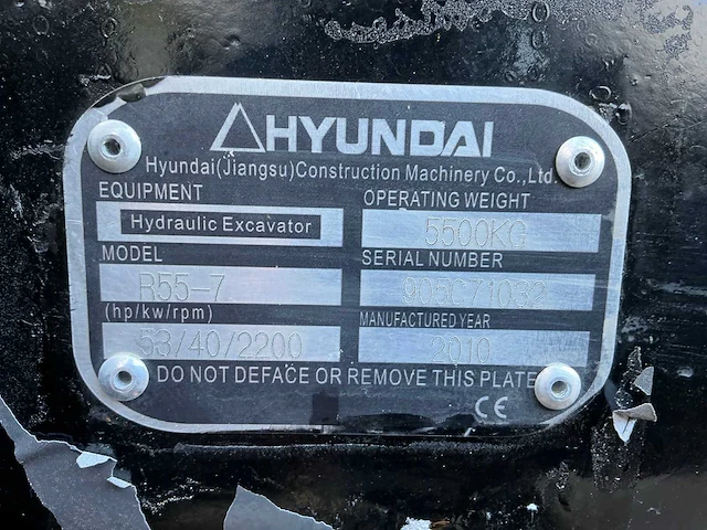 2010 hyundai robex 55-7 midigraafmachine - afbeelding 34 van  39