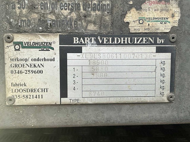 2010 iveco eurocargo ml80e22 vrachtwagen met veldhuizen p31-7a oplegger 16 ton - afbeelding 17 van  64