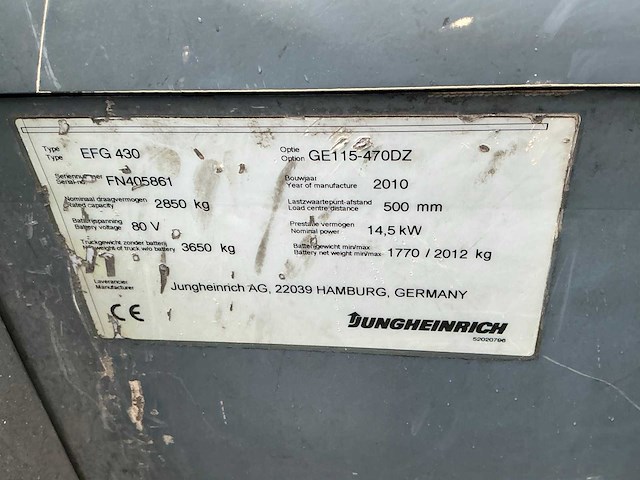 2010 jungheinrich efg430 vorkheftruck - afbeelding 4 van  25