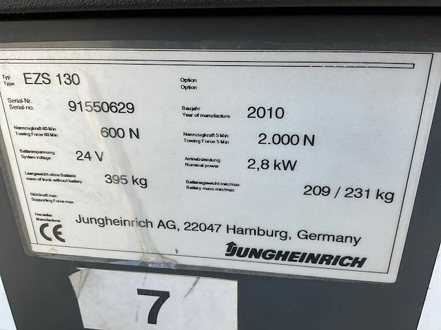 2010 jungheinrich ezs130 trekker - afbeelding 3 van  11