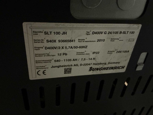 2010 jungheinrich slt 100 jh acculader - afbeelding 4 van  4