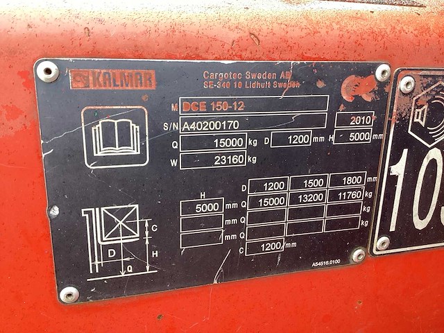2010 kalmar dce 150-12 vorkheftruck - afbeelding 19 van  22