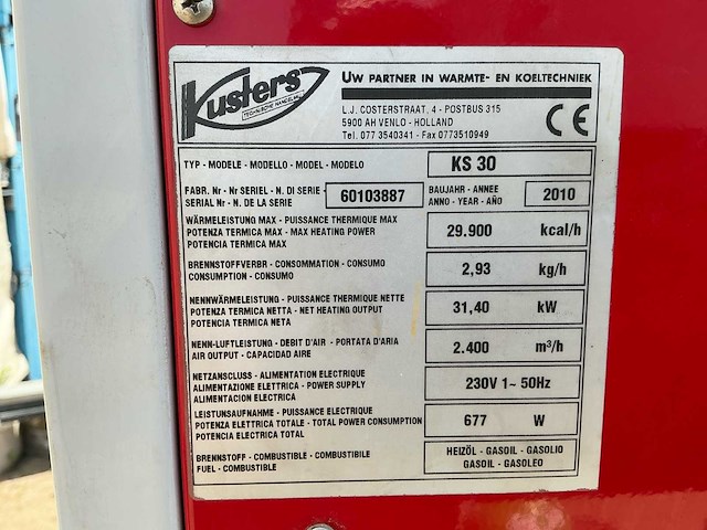 2010 kusters ks30 indirect gestookte dieselheater – 31,4 kw - afbeelding 2 van  10