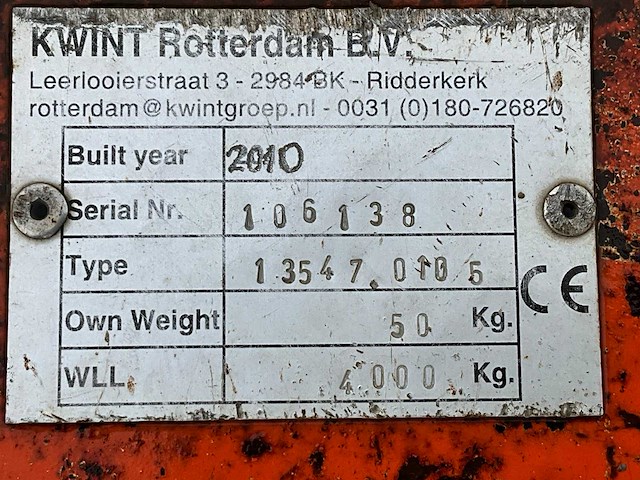 2010 kwint heftruck vaste hijshaak - afbeelding 8 van  8