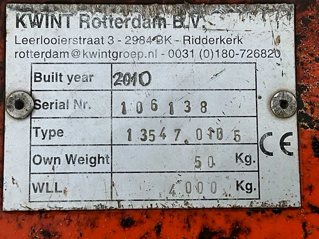 2010 kwint heftruck vaste hijshaak - afbeelding 8 van  8