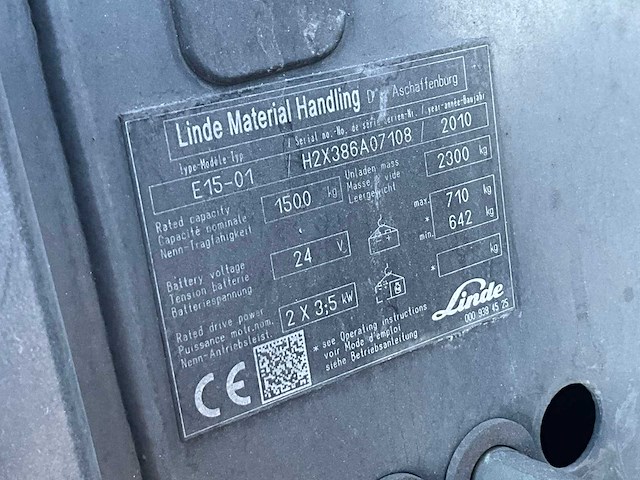 2010 linde e15-01 vorkheftruck - afbeelding 13 van  16