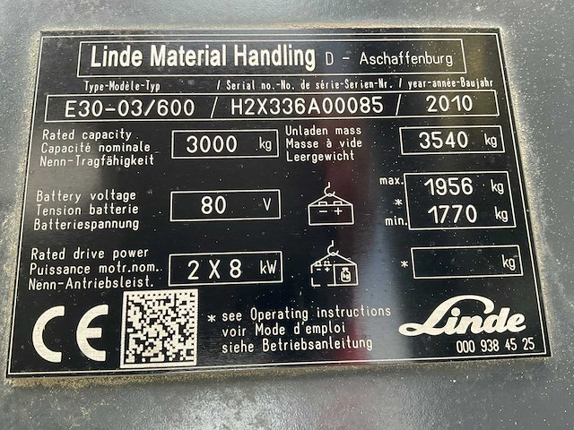 2010 linde e30-03/600 vorkheftruck - afbeelding 13 van  25