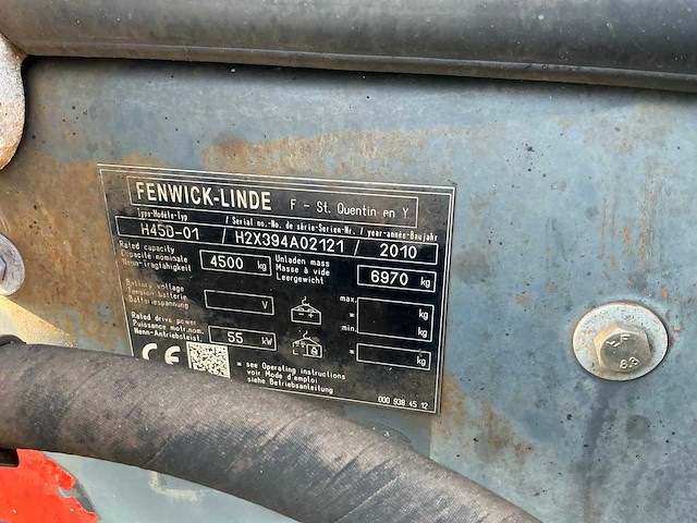 2010 linde h45d-01 vorkheftruck defect - afbeelding 15 van  19