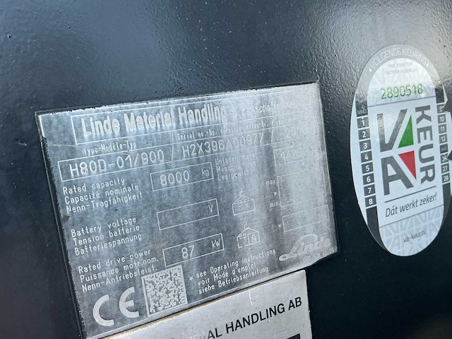 2010 linde h80d-01/900 vorkheftruck - afbeelding 24 van  37