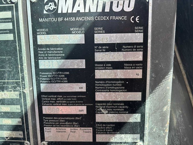 2010 manitou mlt 735-120 isu powershift verreiker - afbeelding 11 van  14