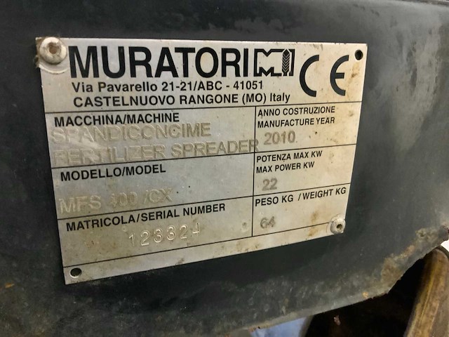 2010 muratori mfs 400/ cx kunstmeststrooier - afbeelding 6 van  6