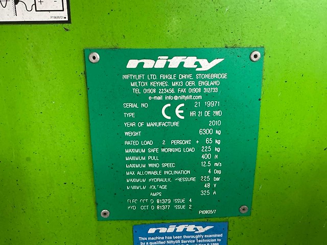 2010 nifty hr 21 hybride hoogwerker - afbeelding 24 van  30