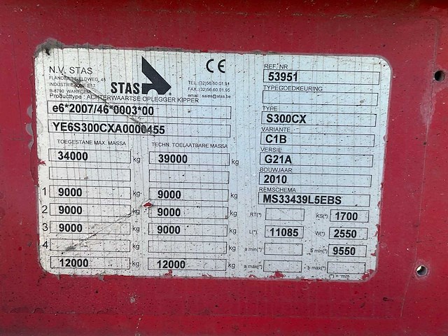 2010 stas s300cx oplegger - afbeelding 6 van  15