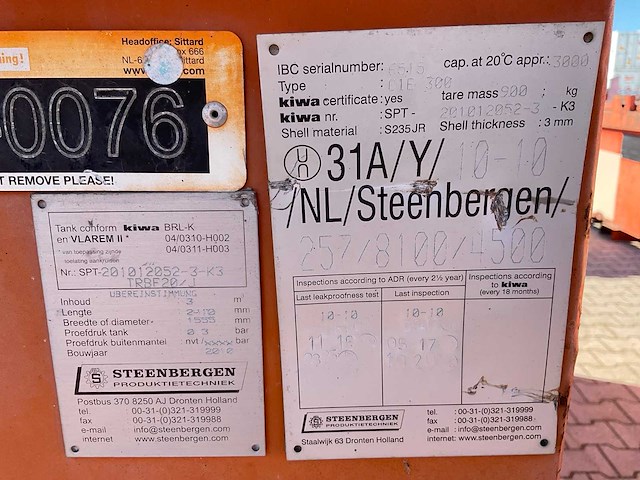 2010 steenbergen cie 300 brandstof opslagtank - afbeelding 3 van  11