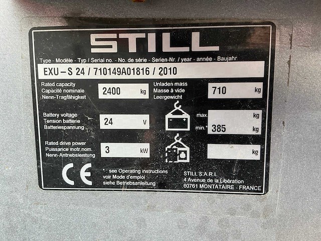 2010 still exu s24 elektrische palletwagen - afbeelding 5 van  13