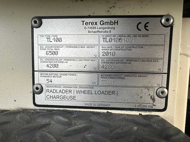 2010 terex tl 100 shovel - afbeelding 13 van  14