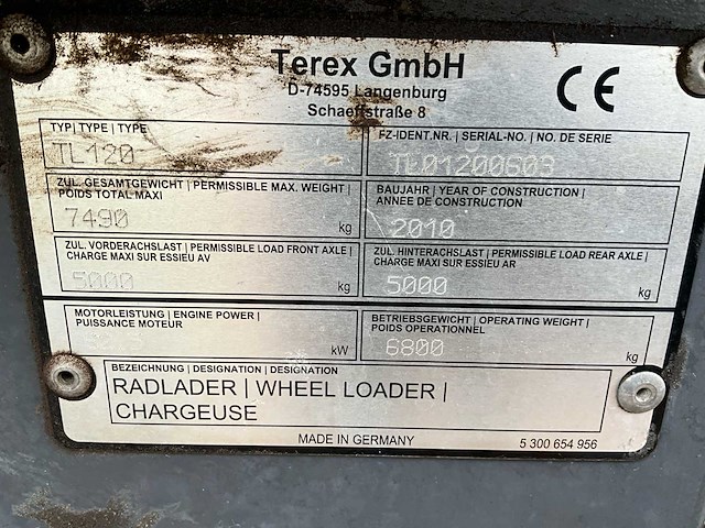 2010 terex tl120 shovel - afbeelding 12 van  23