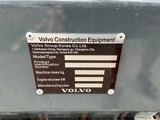 2010 volvo ec60c midigraafmachine - afbeelding 24 van  30