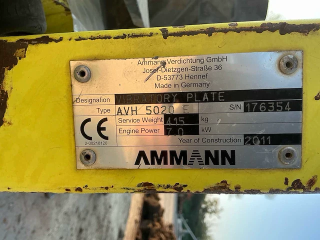 2011 ammann avh 5020 e reversibele trilplaat 415 kg - afbeelding 6 van  11