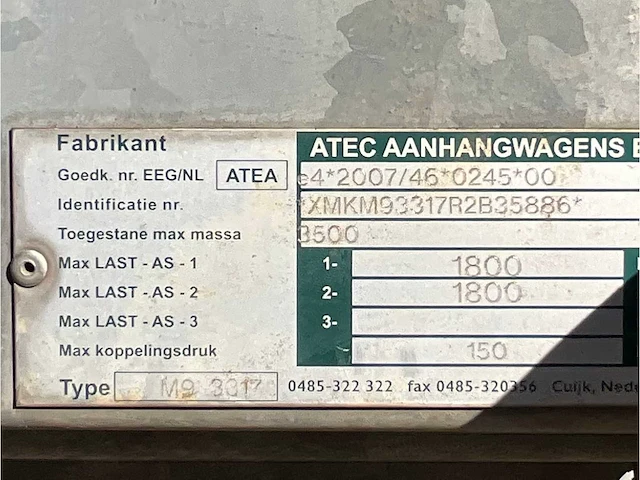 2011 atec mt1 graafmachine transporter / voertuig aanhangwagen - afbeelding 17 van  19