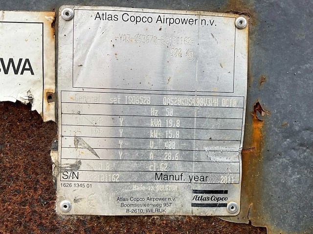2011 atlas copco qas 20 stroom aggregaat - afbeelding 8 van  16