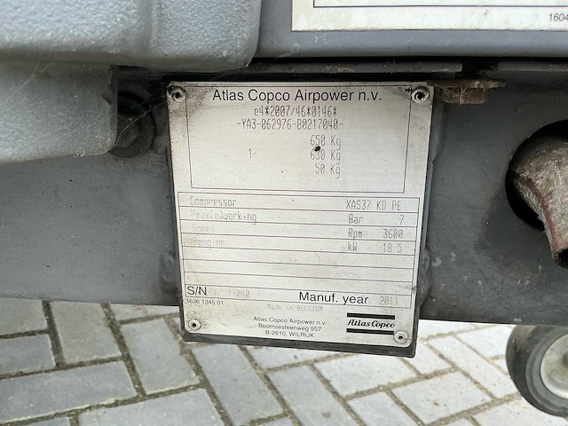 2011 atlas copco xas 37 luchtcompressor - afbeelding 14 van  23