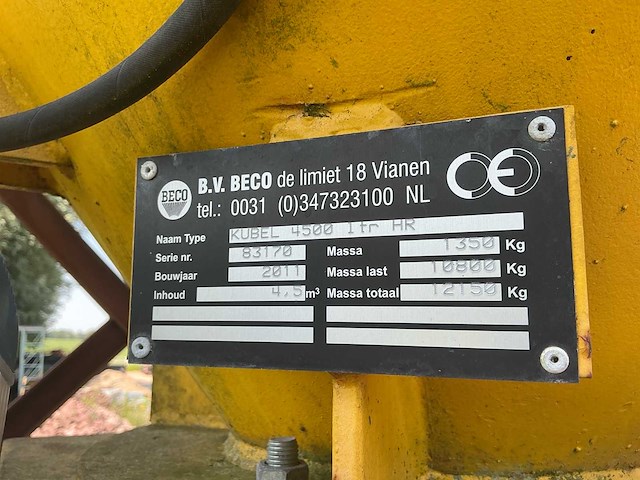 2011 beco kubel 4500 1tr hr silo - afbeelding 3 van  9