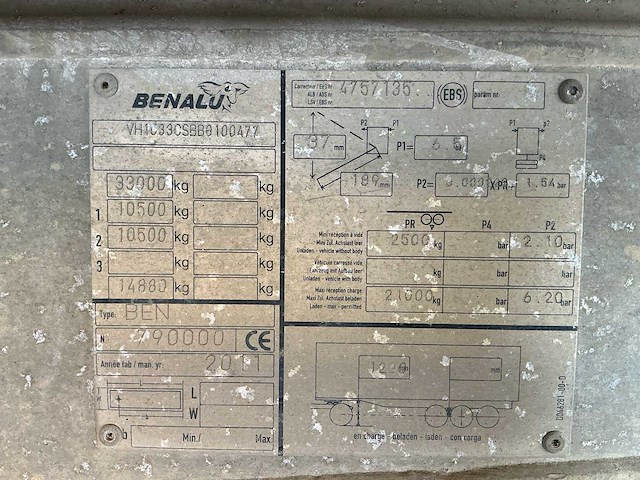 2011 benalu c33csb01 2-assige aluminium kipperoplegger 20 m³ met cramaro afdeksysteem - afbeelding 28 van  34