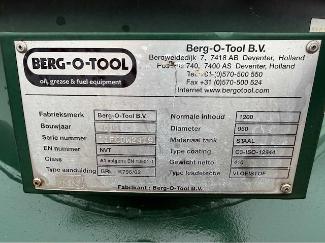 2011 berg-o-tool dieseltank - 1200l - afbeelding 5 van  9