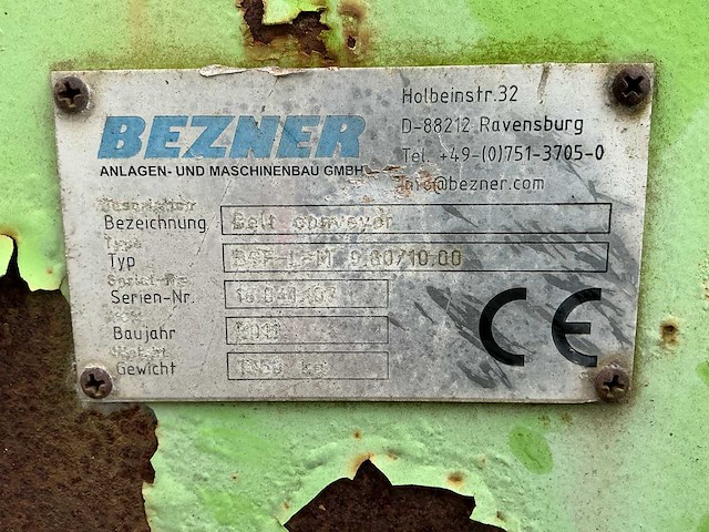2011 bezmer belt conveyor l-m 9.80 / 10.00transportband - afbeelding 7 van  17