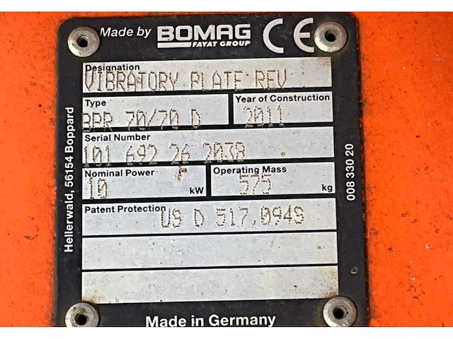 2011 bomag bpr 70/70 d trilplaat - afbeelding 4 van  12