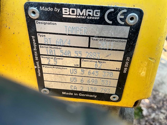 2011 bomag bt 60/4 trilstamper - afbeelding 5 van  5