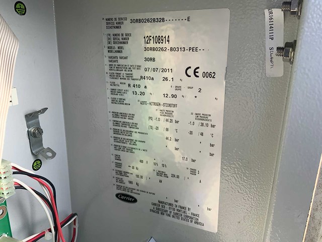 2011 carrier 30rb0262-b0313-pee chiller - afbeelding 8 van  8