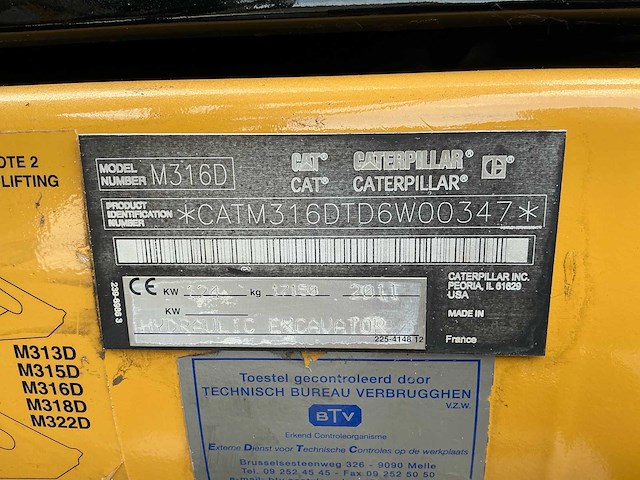 2011 caterpillar m316d banden graafmachine - afbeelding 47 van  65