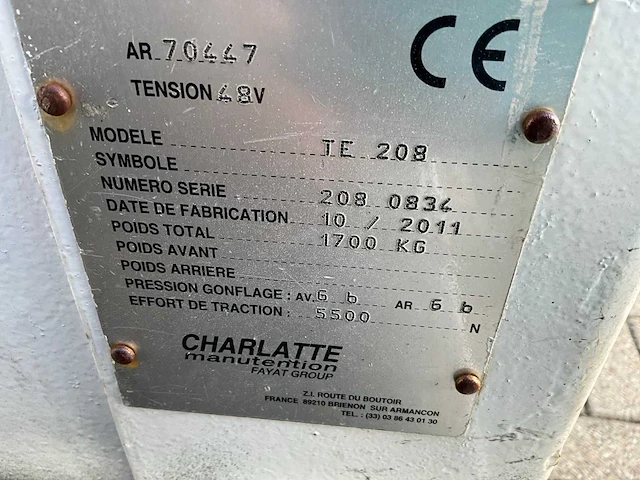 2011 charlatte te 208 utility tractor - afbeelding 1 van  10