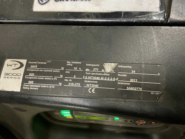 2011 crown wt3040 elektrische palletwagen - afbeelding 11 van  19