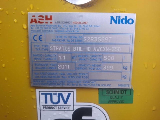 2011 esve nido stratos b11l-18 awcxn-350 awk 2700 aanhangwagen - afbeelding 18 van  19